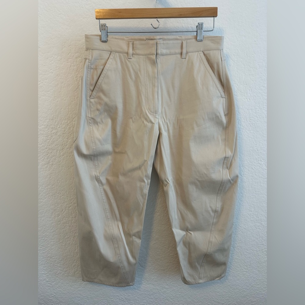 COS Beige Cropped barrel leg cotton Pants